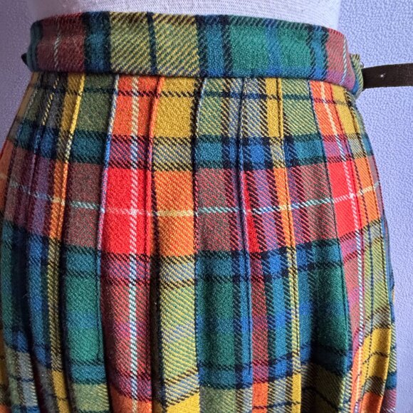 Scottish Tartan Plaid Pleated Wool Skirt - Picture 5 of 10